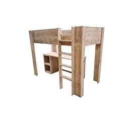 Foto van Wood4you - hoogslaper noortje bed met bureau detroit steigerhout 210lx165hx96d cm