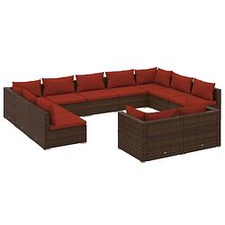 Foto van Vidaxl 11-delige loungeset met kussens poly rattan bruin