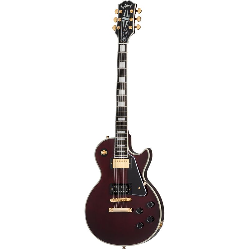 Foto van Epiphone jerry cantrell wino les paul custom dark wine red elektrische signature gitaar met koffer