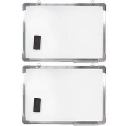 Foto van 2x stuks magnetische whiteboards met pennengoot en wisser 80 x 60 cm - whiteboards