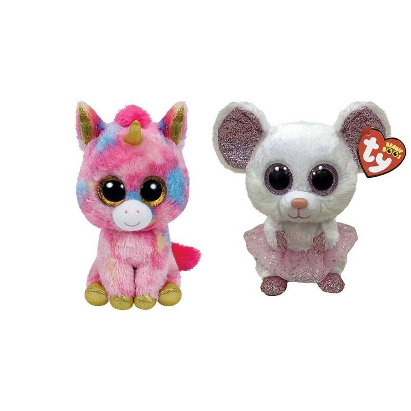 Foto van Ty - knuffel - beanie boo'ss - fantasia unicorn & nina mouse