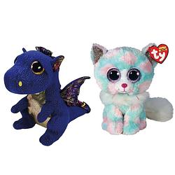 Foto van Ty - knuffel - beanie buddy - saffire dragon & opal cat