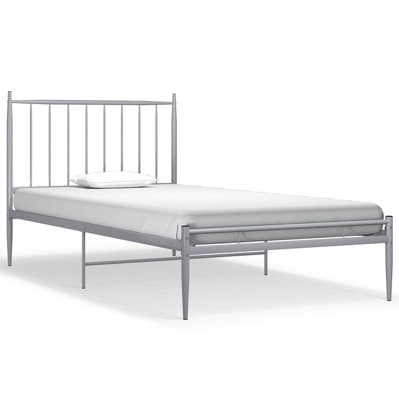 Foto van The living store bedframe - eenpersoons - metaal - grijs - 208x96x97.5 cm - montage vereist