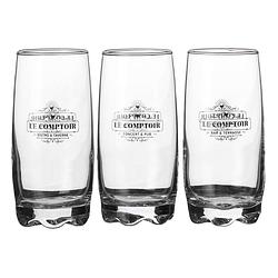 Foto van Urban living longdrink/water/drinkglazen comptoir - gedecoreerd glas - 3x stuks - 390 ml - longdrinkglazen