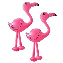 Foto van Set van 2x stuks opblaasbare dieren flamingos 60 cm - opblaasfiguren