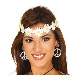 Foto van Fiestas guirca hoofdband bloemen dames polyester wit