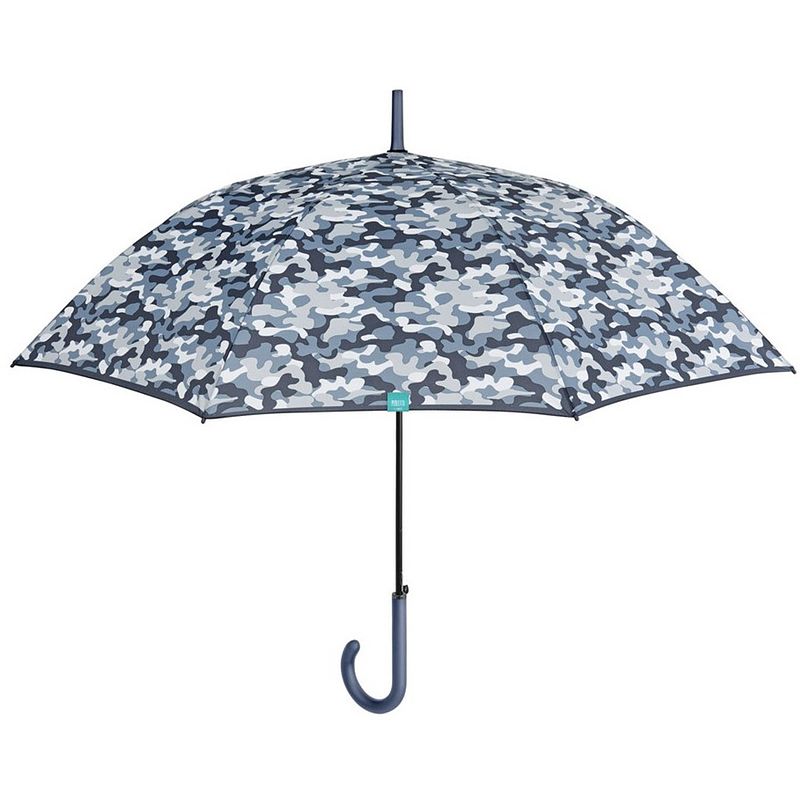 Foto van Perletti paraplu camouflage dames 102 cm microvezel blauwgrijs