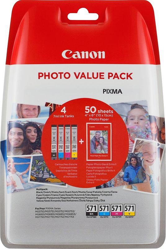 Foto van Canon cli-571 ink multi pbcmy+pp201 inkt