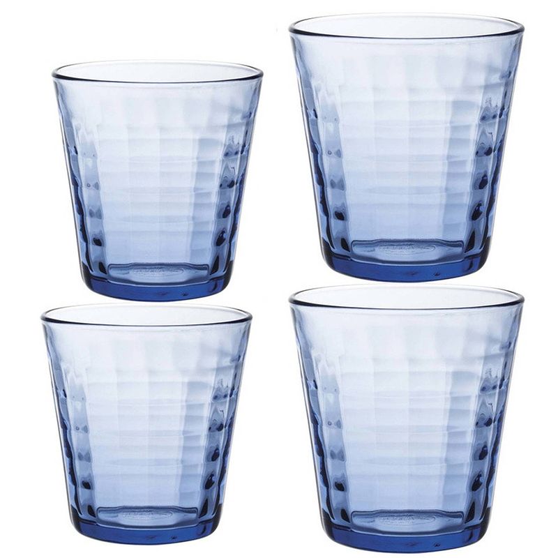 Foto van Drinkglazen/waterglazen blauw prisme set 220/275 ml 24-delig - drinkglazen