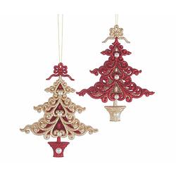 Foto van Kurt s. adler - acrylic ruby red & platinum christmas tree ornament assorted