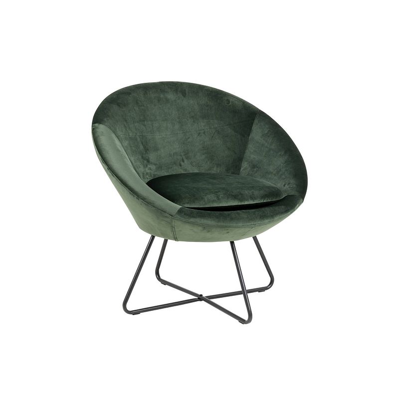 Foto van Cenna fauteuil bosgroen, zwart metaal.