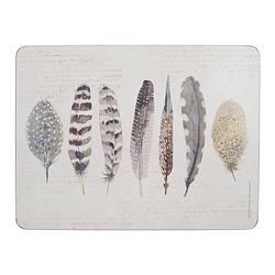 Foto van Creative tops placemats feathers 30 x 23 cm kurk crème 6 stuks