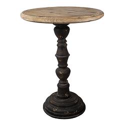 Foto van Clayre & eef bijzettafel ø 57*75 cm bruin hout, ijzer rond side table tafeltje bruin side table tafeltje