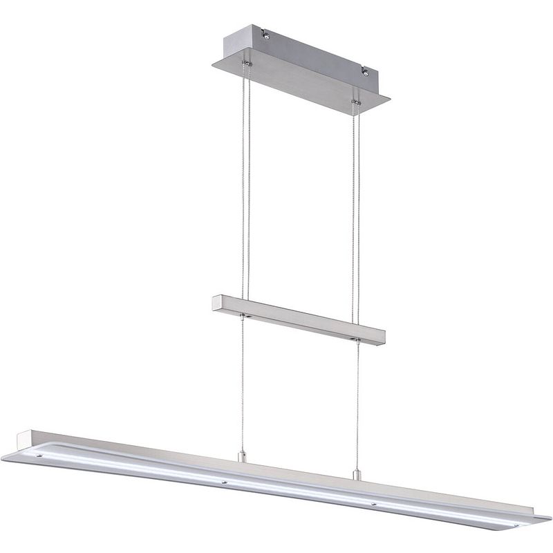 Foto van Led hanglamp - hangverlichting - trion posan - 18w - aanpasbare kleur - dimbaar - rechthoek - mat nikkel - aluminium