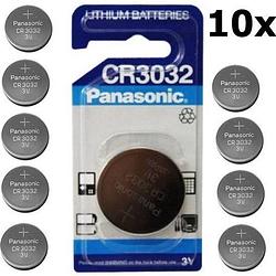 Foto van 10 stuks (10 blister a 1st) panasonic lithium cr3032 500mah 3v knoopcel batterij