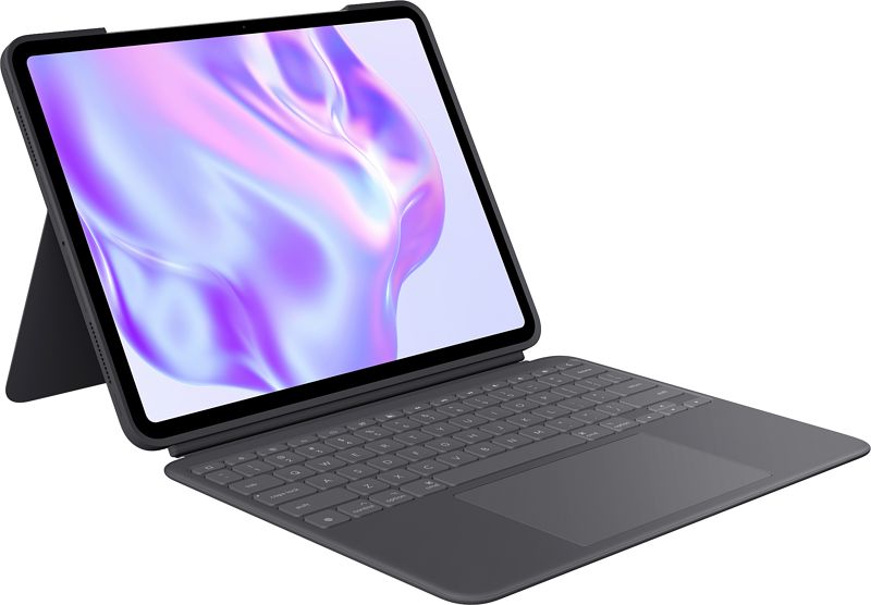 Foto van Logitech combo touch apple ipad pro 13" (2024) toetsenbord hoes qwerty grijs