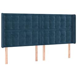 Foto van The living store - hoofdbord - donkerblauw - schuimvulling - 163 x 16 x 118/128 cm - verstelbare hoogte