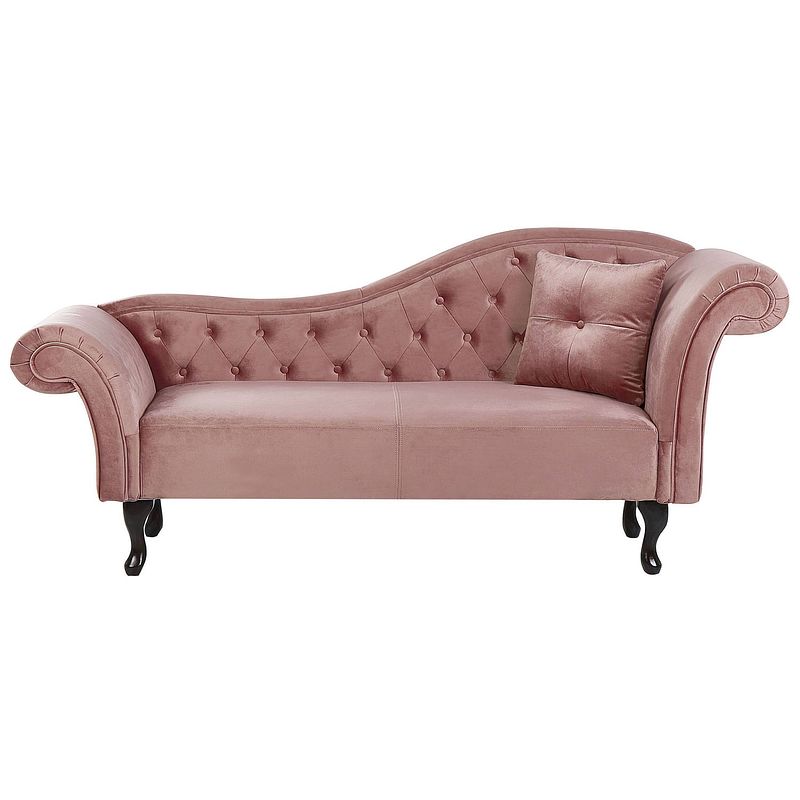 Foto van Beliani lattes - chaise longue-roze-fluweel