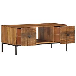 Foto van The living store salontafel industriële stijl 90x45x40 cm - massief mangohout - staal