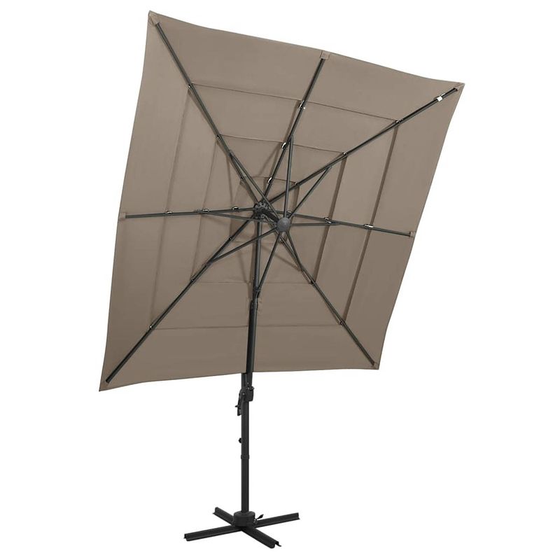 Foto van Vidaxl parasol 4-laags met aluminium paal 250x250 cm taupe