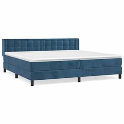 Foto van The living store boxspringbed - fluweel - donkerblauw - 203x203x78/88 cm - pocketvering