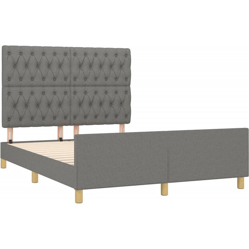 Foto van The living store bedframe the living store - - bedframes - 203 x 146 x 118/128 cm - donkergrijs