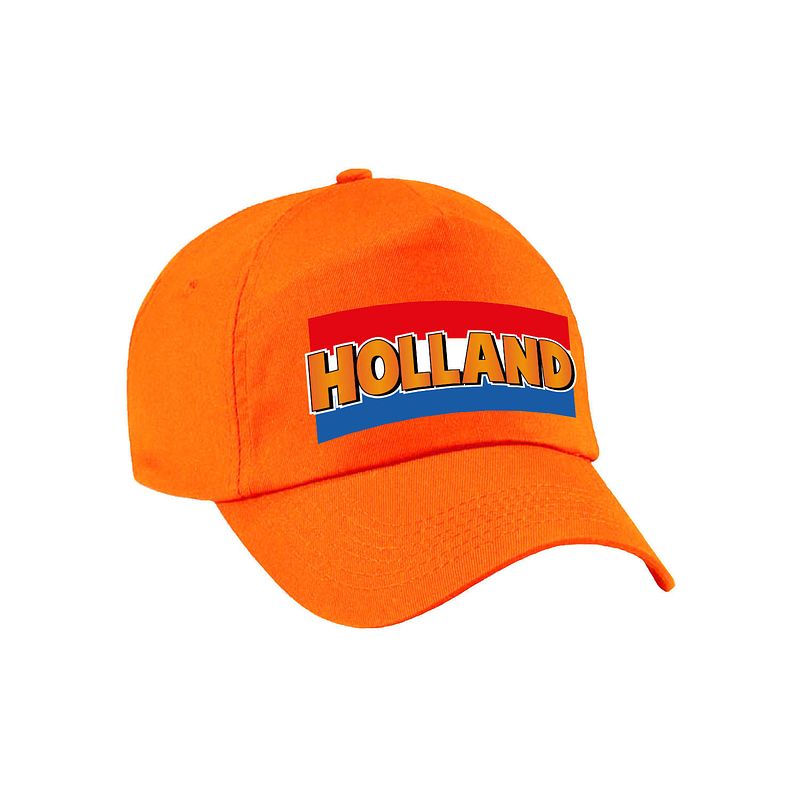 Foto van Holland fan pet / cap oranje met nederlandse vlag - ek / wk / koningsdag - voor kinderen - verkleedhoofddeksels