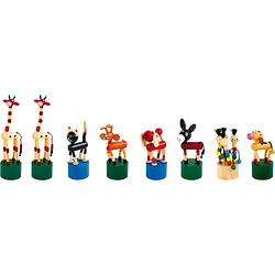 Foto van Small foot drukdieren set hout junior 18 cm 8 stuks