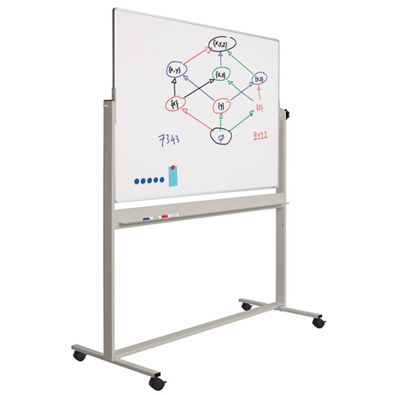 Foto van Whiteboard verrijdbaar - dubbelzijdig - magnetisch - 120x180 cm