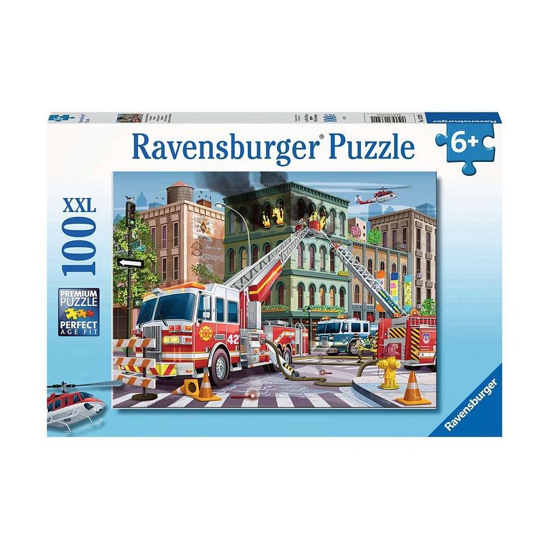 Foto van Ravensburger kinderpuzzel 100 xxl gered door de brandweer