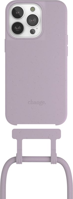 Foto van Change case apple iphone 14 pro back cover met koord paars
