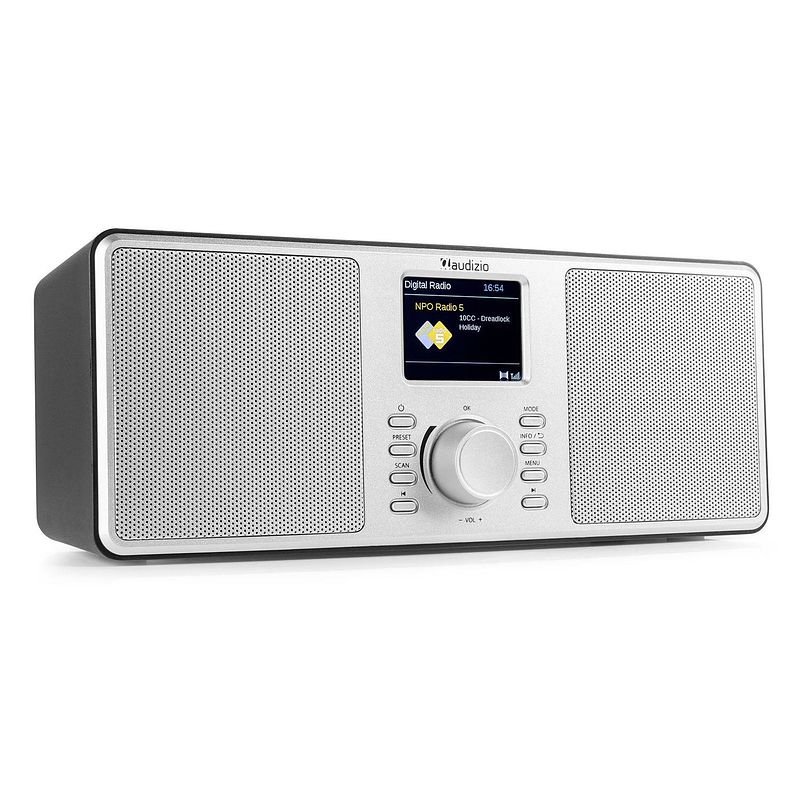 Foto van Dab radio - audizio monza - stereo dab+ en fm radio met bluetooth - 50w - zilver