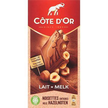 Foto van Cote d'sor bloc chocolade reep melk hele hazelnoten 180g bij jumbo