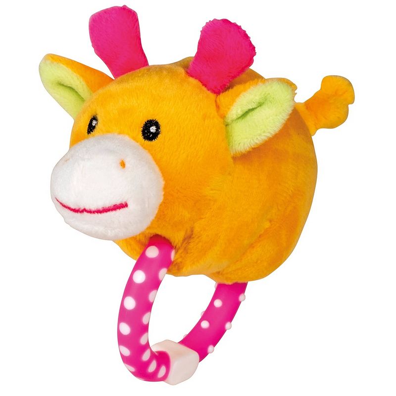 Foto van Happy people bijtring knuffel giraf junior 10 cm pluche oranje