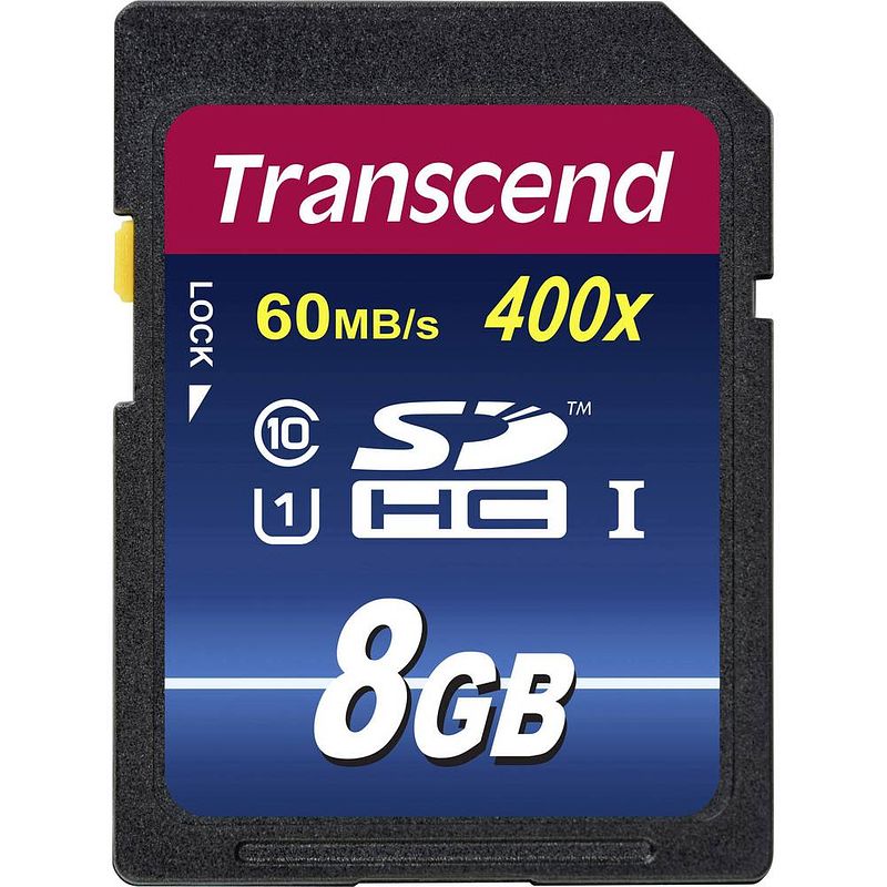 Foto van Transcend premium 400 sdhc-kaart 8 gb class 10, uhs-i