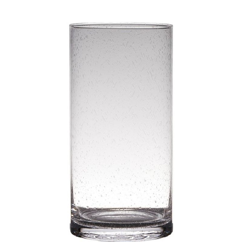 Foto van Transparante home-basics cylinder vorm vaas/vazen van bubbel glas 30 x 15 cm - vazen