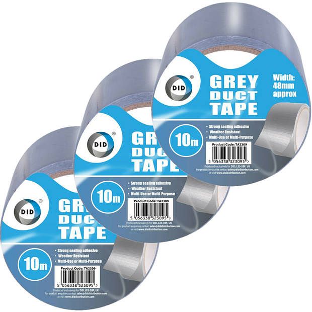 Foto van Did duct tape/reparatietape grijs 3 stuks 10 meter - tape (klussen)