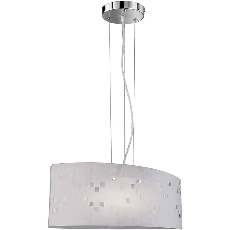 Foto van Led hanglamp - hangverlichting - trion colmino - e27 fitting - rechthoek - mat chroom - aluminium