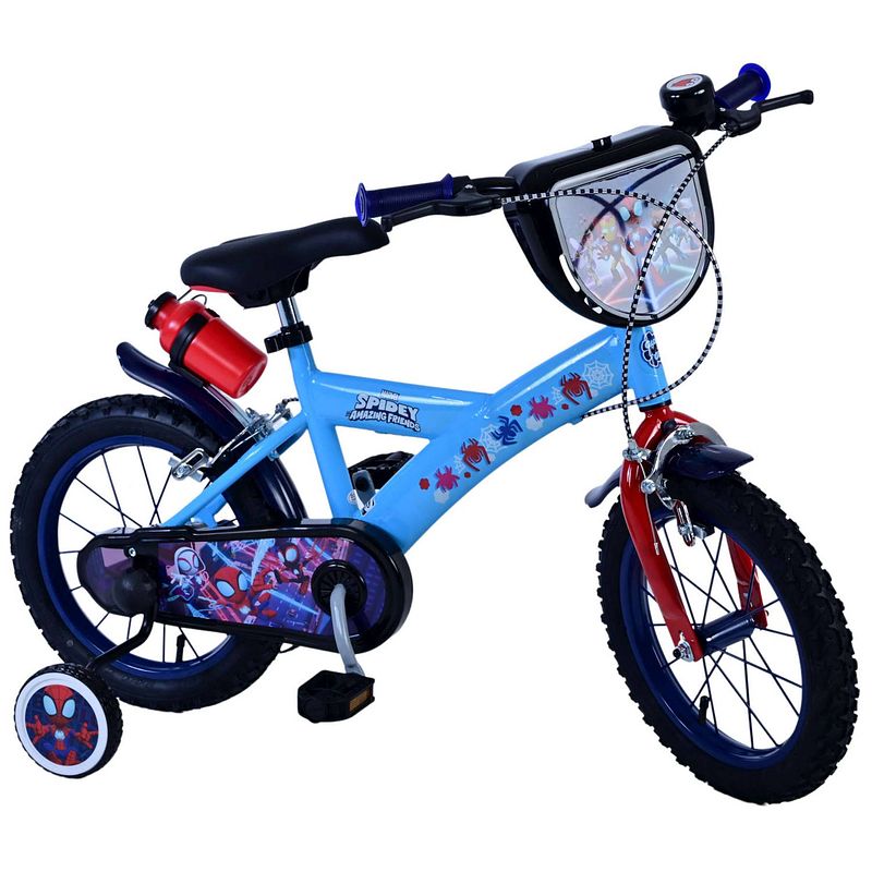 Foto van Spidey kinderfiets - jongens - 14 inch - blauw - twee handremmen