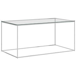 Foto van Vidaxl salontafel 90x50x43 cm roestvrij staal en glas zilverkleurig