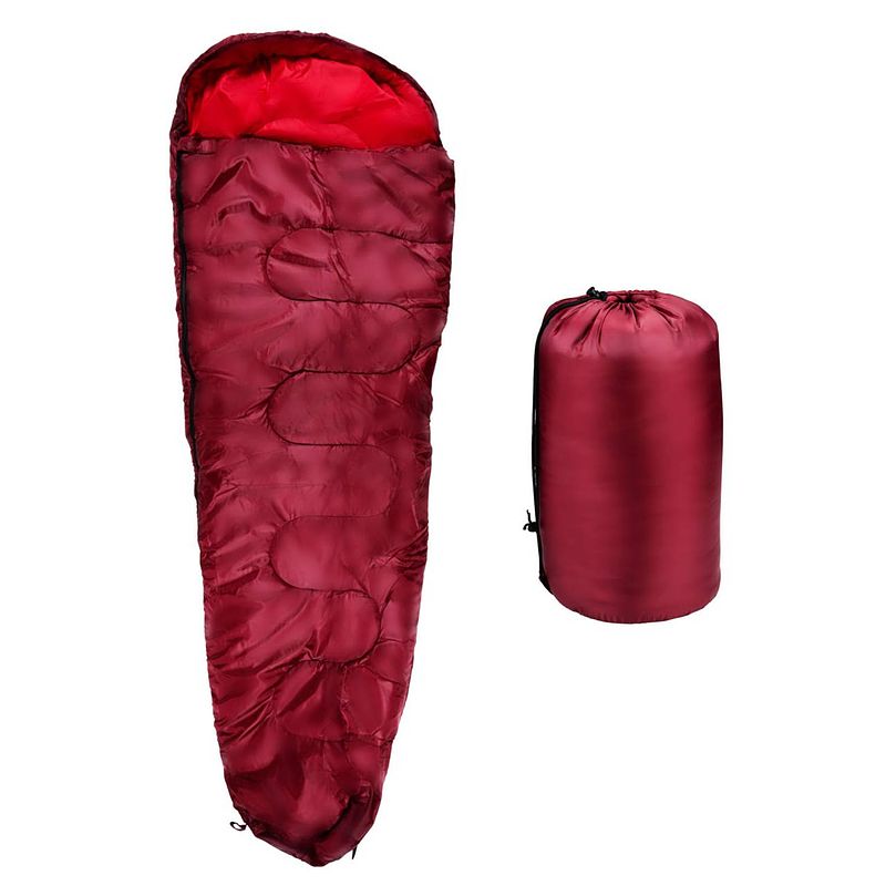 Foto van Camp active mummy slaapzak - zomerslaapzak voor 5°c tot 10°c - 210 x 80 cm - rood