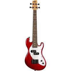 Foto van Kala solid body 4-string fretted u-bass candy apple red elektrische basgitaar met gigbag