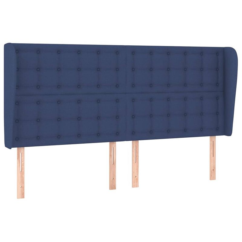 Foto van Vidaxl hoofdbord met randen 163x23x118/128 cm stof blauw