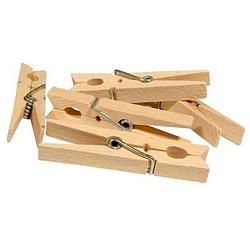 Foto van Wasknijpers bamboe hout - 48x stuks - basic size 7 cm - was ophangen - knijpers