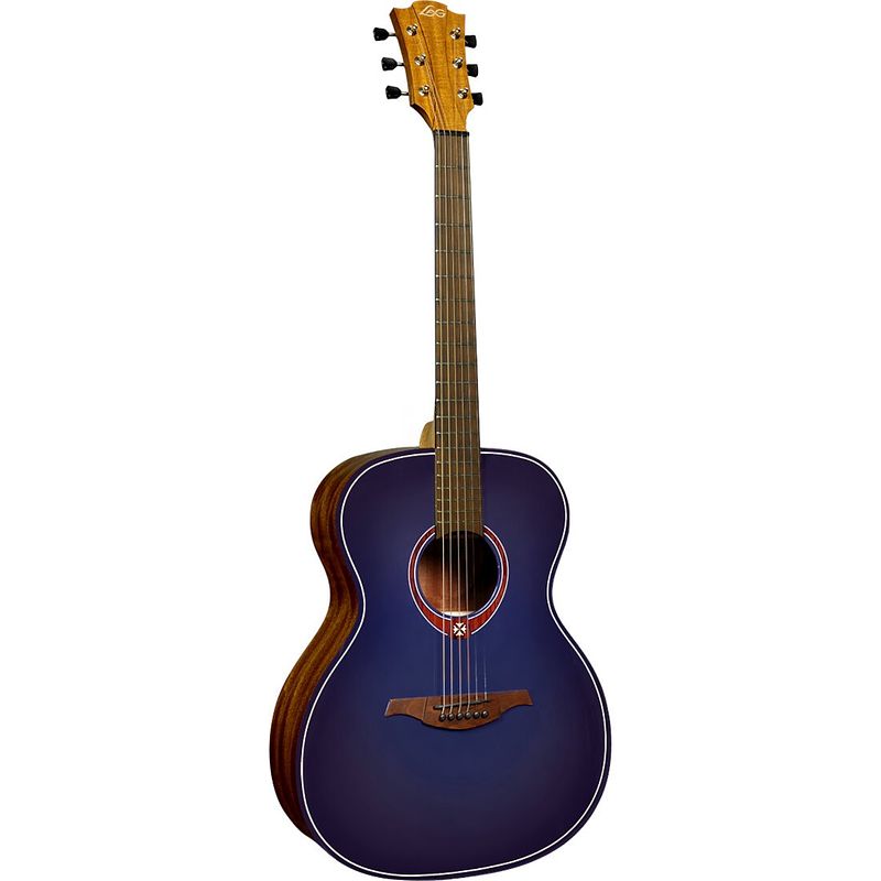 Foto van Lag guitars tramontane special edition auditorium t-blue-a westerngitaar