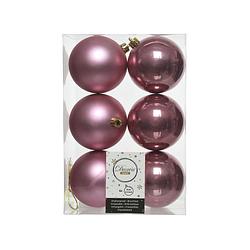 Foto van Kerstballen plastic glans-mat dia 8 cm veloursroze