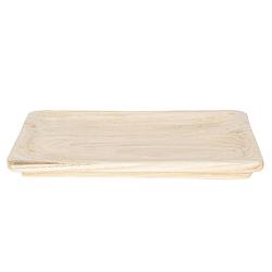 Foto van Haes deco - decoratief dienblad beige 41x28x4 cm - van hout