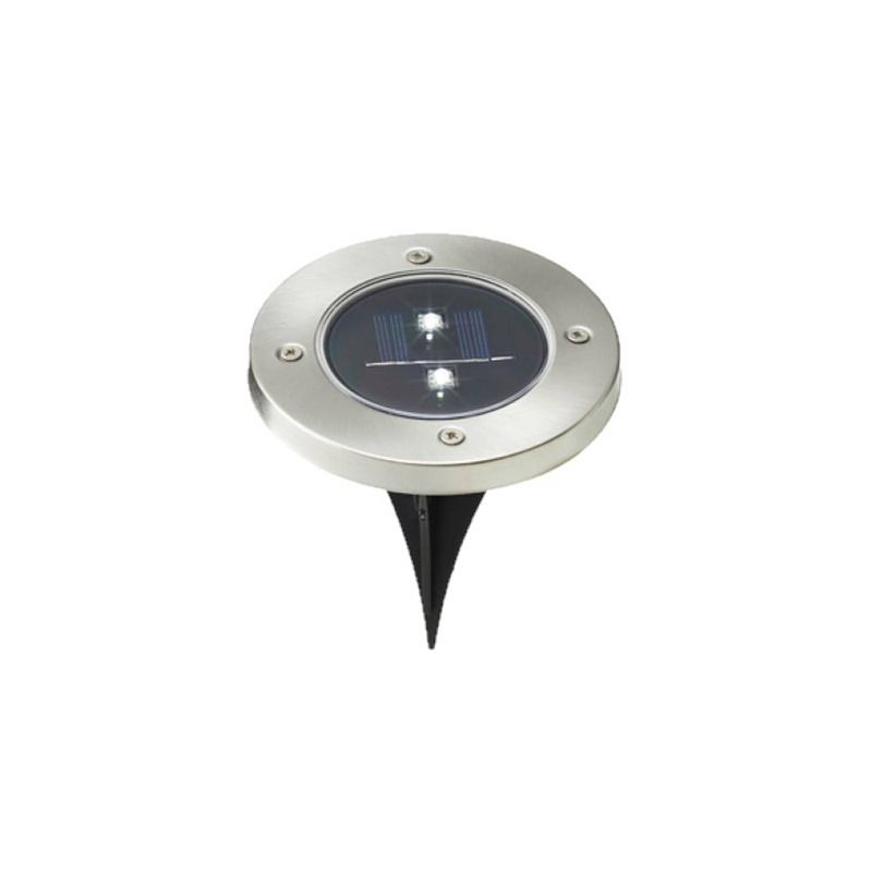 Foto van Solar tuinlamp/prikspot grondspot op zonne-energie 12 cm rvs - buitenverlichting