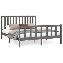 Foto van The living store bedframe grenenhout - grijs - 205.5 x 166 x 101 cm - geschikt voor matras 160 x 200 cm