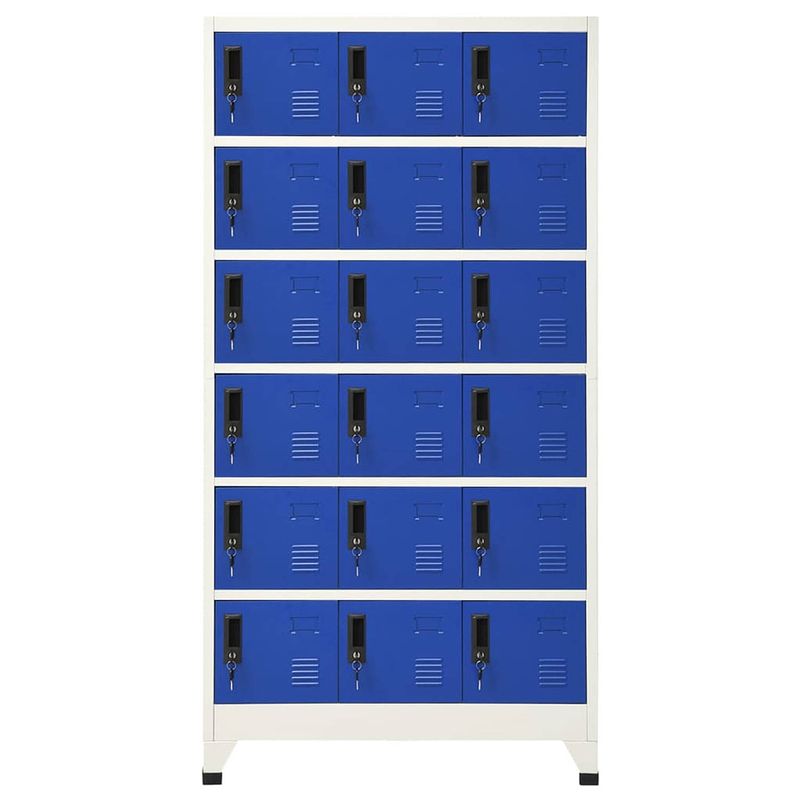 Foto van The living store lockerkast opbergkast - 90 x 40 x 180 cm - grijs/blauw